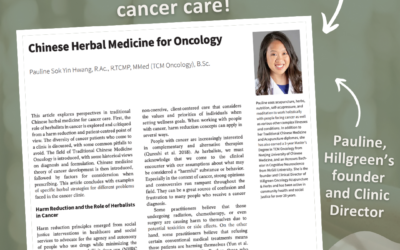 Thank you 2 Hillgreen founder publishes journal article on ‘Chinese Herbal Medicine for Oncology